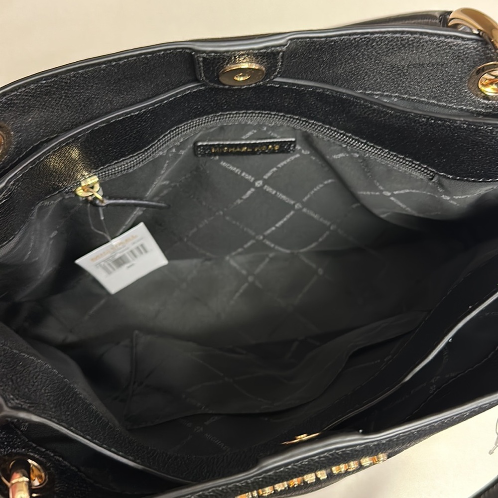 🔥🔥🔥NEW Michael Kors Nicole Large Black Leather Shoulder Bag Tote - Picture 6 of 16